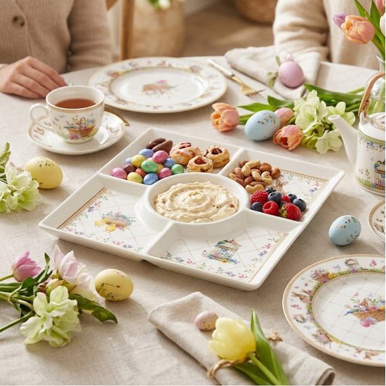 Veľkonočný servírovací delený podnos Spring Bloom 25x25cm, Easy Life