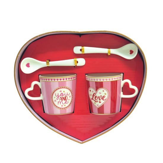 Porcelánová sada dvou šálků s podšálky a lžičkami na espresso Cuoricini 100 ml, Easy Life