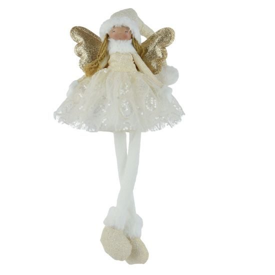 Vianočná dekorácia anjel Dany sediaci s flitrovou sukňou, 16x22x60 cm