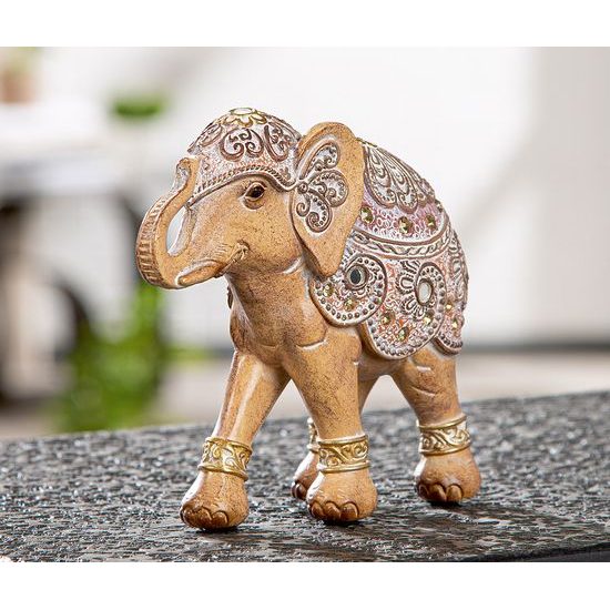 Dekorace figura slon Elody hnědý, 5x15x13 cm