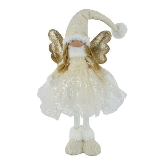 Vianočná dekorácia anjel Dany s flitrovou sukňou, 16x22x50 cm