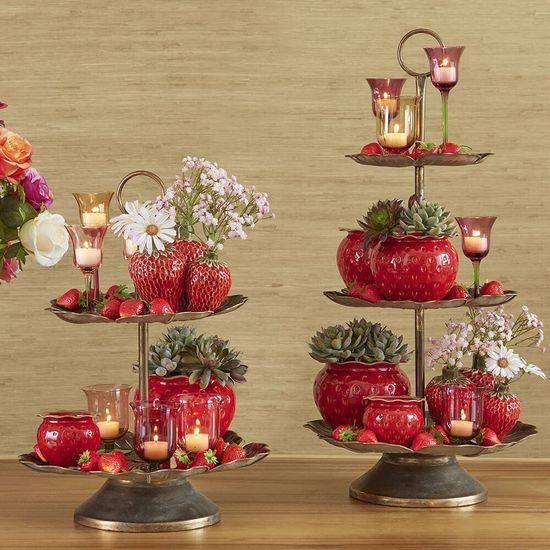 Keramická váza Jahoda červená, 14x19x16 cm