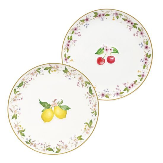 Porcelánová sada talířů 2ks Fancy Fruit třešně/citron 16 cm, Easy Life