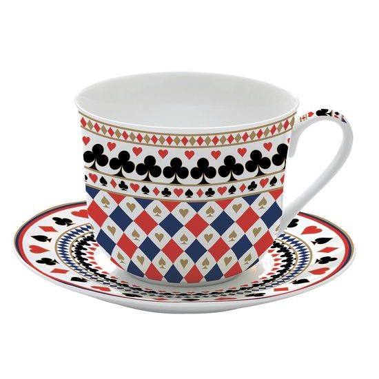 Porcelánový šálek s podšálkem na čaj 400ml Casino Roayl v dárkovém balení, Easy Life