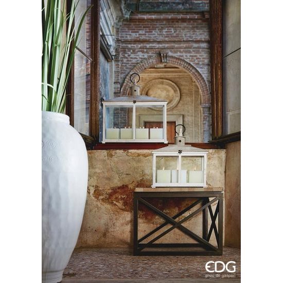 Dřevěná lucerna Legno bílá/hnědá 1ks, 47-62 cm