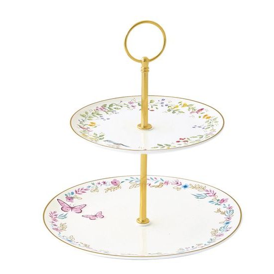 Porcelánový dvoupatrový etažér Fancy Garden Ø16/21 cm, Easy Life