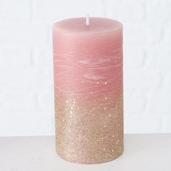 Dekorativní svíčka Mariza růžovo-zlatá, 13x7cm