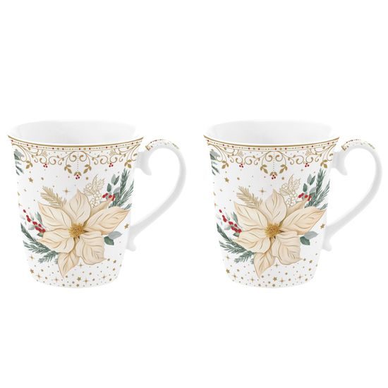 Vánoční porcelánová sada 2 hrnků White Elegance 275ml, Easy Life