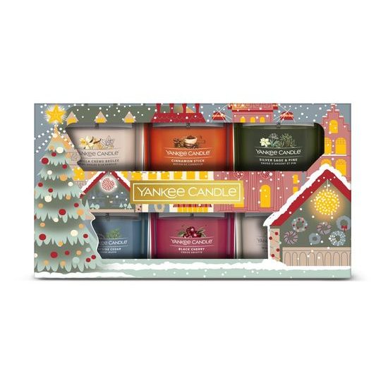 Yankee Candle - Vánoční dárková sada votivní svíčka ve skle 6ks