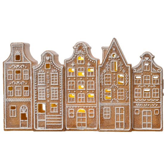 Vianočná dekorácia perníkové domčeky s LED osvetlením, 23x5,5x12 cm