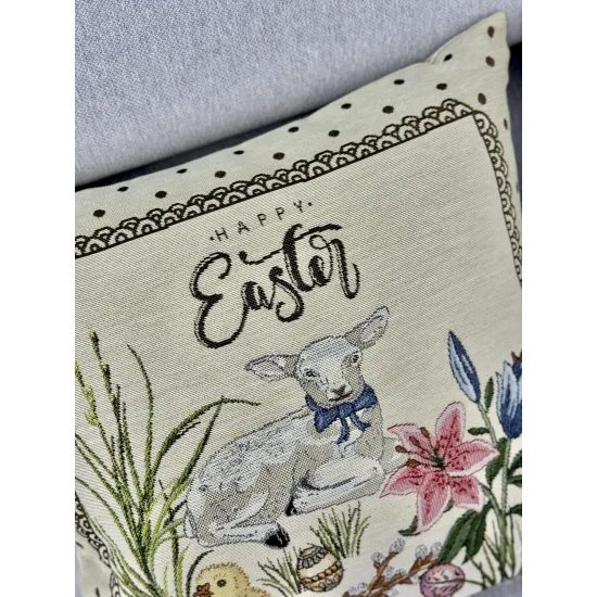 Velikonoční gobelínový potah na polštář Happy Easter, 45x45cm