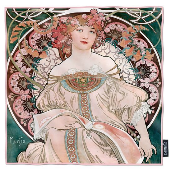 Hedvábný šátek Reverie 52x52cm, Alfons Mucha