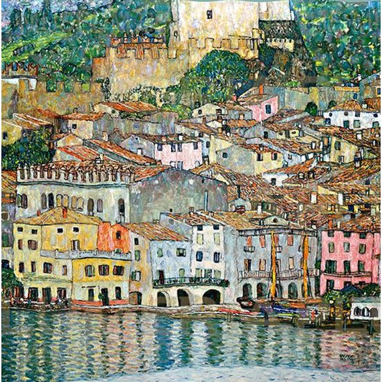Hodvábna šatka Malcesine 52x52cm, Gustav Klimt
