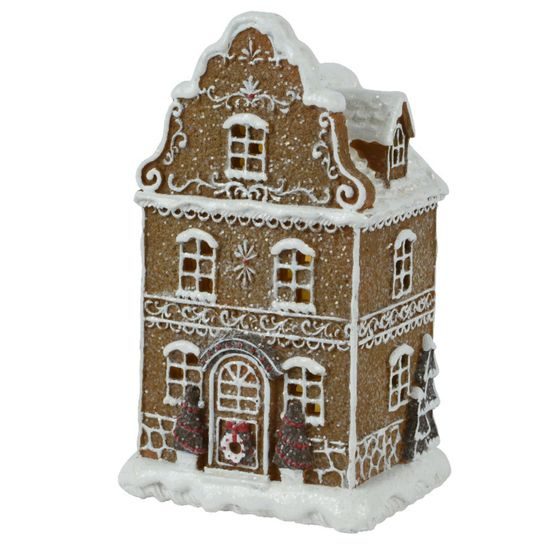 Vianočná dekorácia perníková chalúpka s LED osvetlením, 12x10x20,5 cm