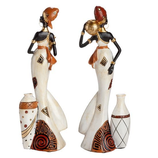 Dekorace figura Afričanka Imara s nádobou 1ks, 7,5x12x32 cm
