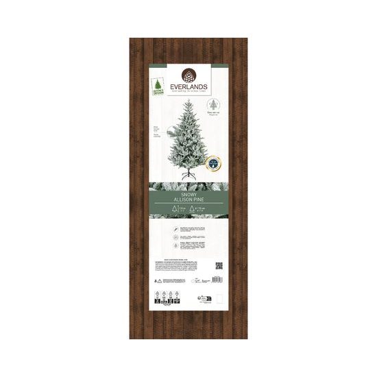 Vianočný umelý zasnežený stromček Allison borovica s kovovým stojanom, 112x180 cm