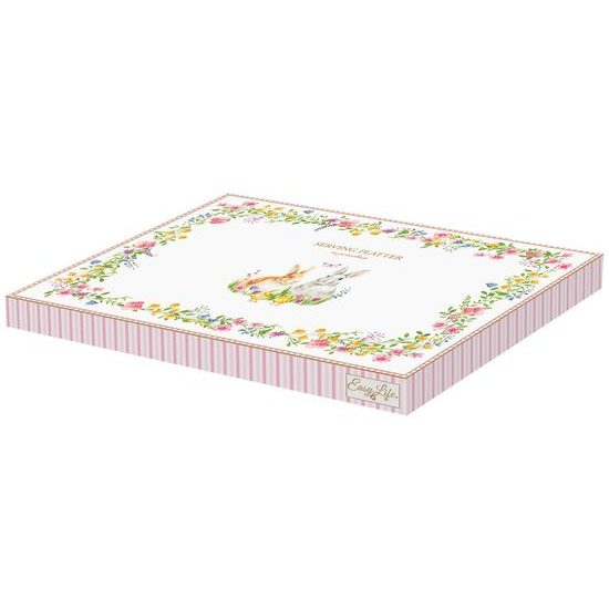 Velikonoční podnos ve tvaru vejce se zajíčky Happy Easter 30x21cm, Easy Life