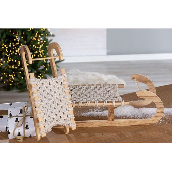 Vánoční dekorace dřevěné sáně hnědé, 31x12x8 cm