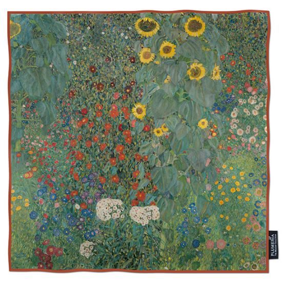 Hedvábný šátek Garden With Sunflowers 52x52cm, Gustav Klimt