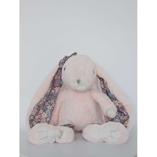 Plyšový zajačik Strawberry s kvetmi ružový, 35 cm