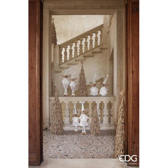 Vianočná dekorácia figúrka soba Renna bielo-béžová 1ks, 80cm