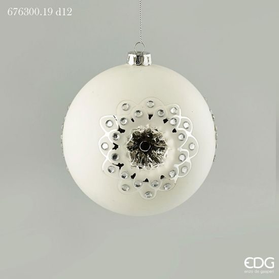 Ozdoba s ornamentem bílá, 12 cm
