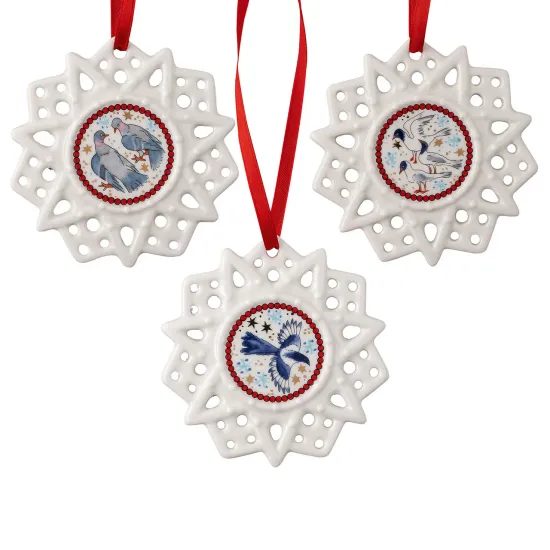 Porcelánová ozdoba Vločka, motív Straka, Christmas Sounds Ø 7,5 cm, Rosenthal