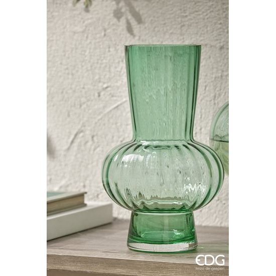 Skleněná váza Sfera zelená, 45x26 cm