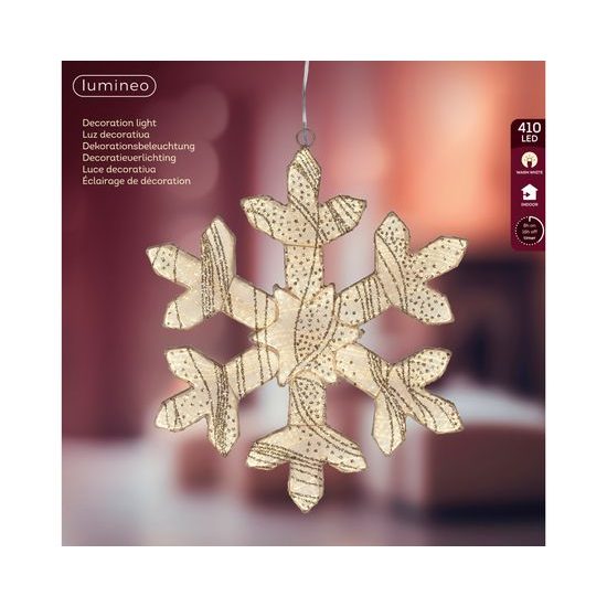 Vánoční dekorace světelná sněhová vločka LED teplá bílá, 38x1 cm