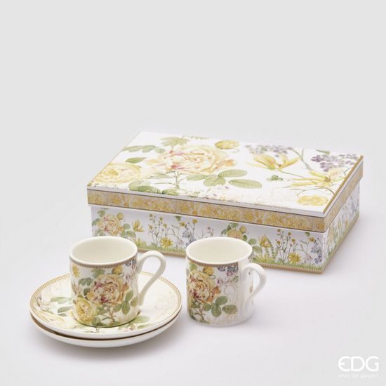 Porcelánový šálek s podšálkem na espresso 2ks Flower Garden, 100 ml