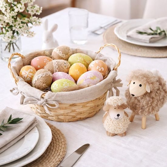 Velikonoční dekorace ovečka bílá/hnědá 1ks, 5x5x8 cm