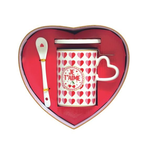 Porcelánový hrnek se sítkem a pokličkou na čaj Cuoricini 350ml, Easy Life