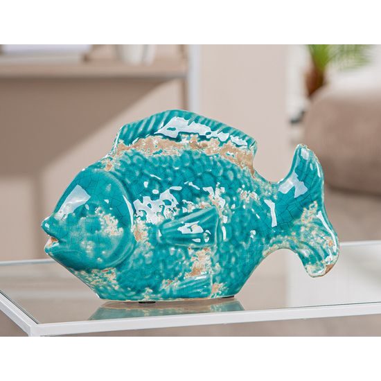 Keramická dekorace ryba modrá, 10x25x16 cm