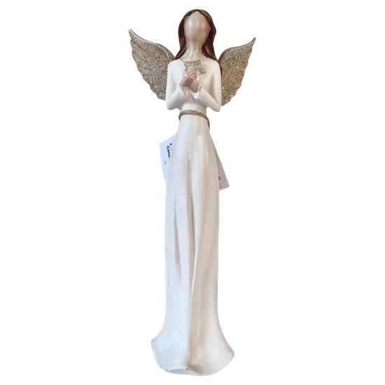 Dekorace figura anděl Lea krémová/zlatá 1ks, 23x9x5 cm