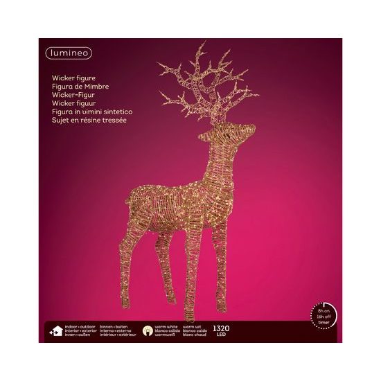 Vánoční venkovní dekorace sob s LED osvětlením, 38x107x180 cm