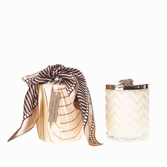 Côte Noire - Herringbone sviečka Cream & Gold so šatkou, Blonde Vanilla