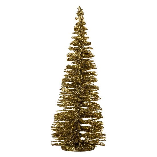Vánoční dekorace stromeček s flitry zlatý, 15cm