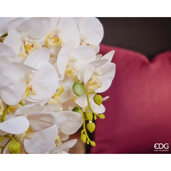 Umelá kvetina vetvička orchidea biela, 58 cm