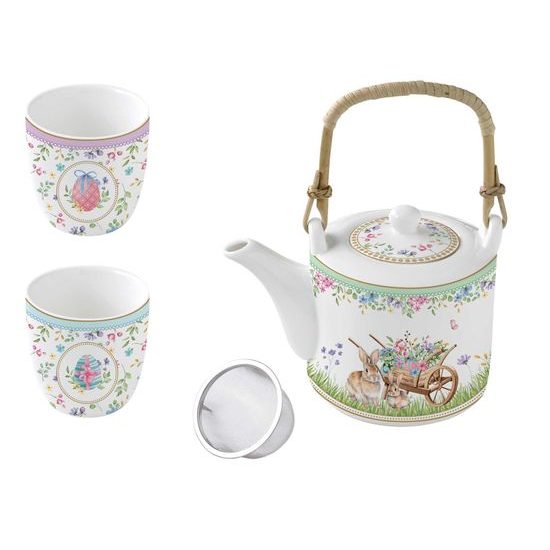 Velikonoční set čajová konvice 600ml a 2 šálky 160ml Spring Bloom, Easy Life