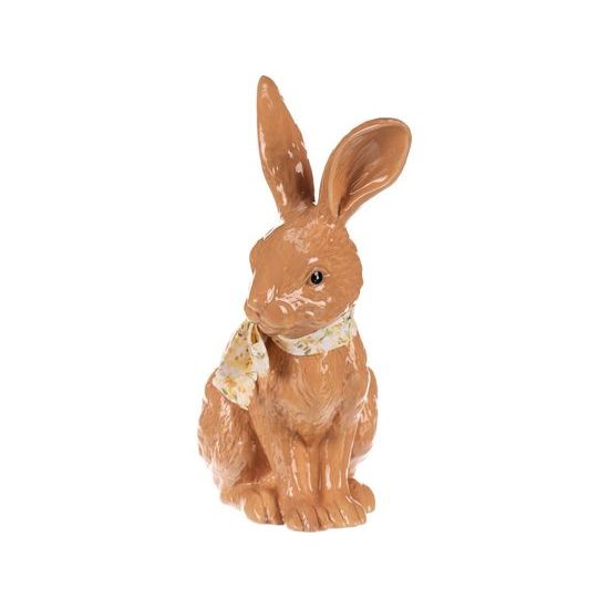 Velikonoční dekorace keramický zajíc hnědý, 19x24x11 cm