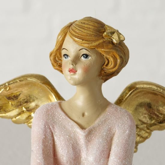Dekorácia anjel Virginie sediaci 1ks, 13x12x22 cm