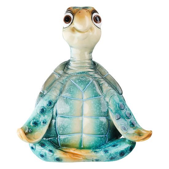 Dekorace figurka meditující želvička modrá 1ks, 8,5x13x15,5 cm