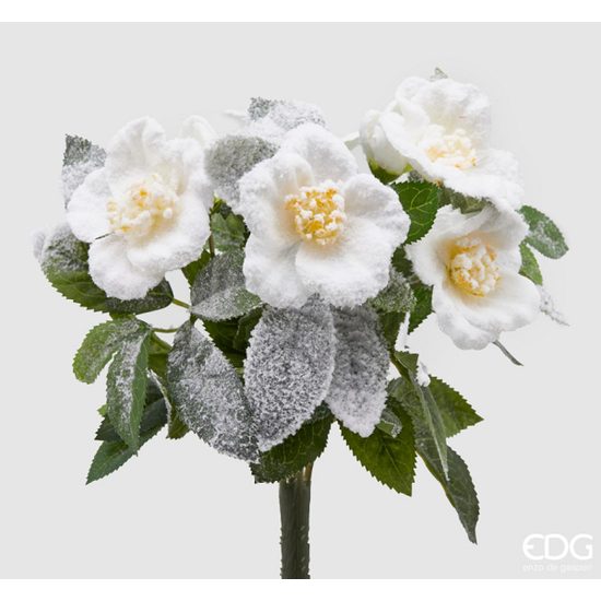 Zasnežená kvetina vo zväzku biela, 30cm