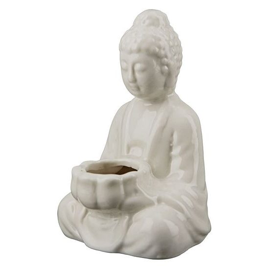 Porcelánová dekorácia Buddha biely, 7x11 cm