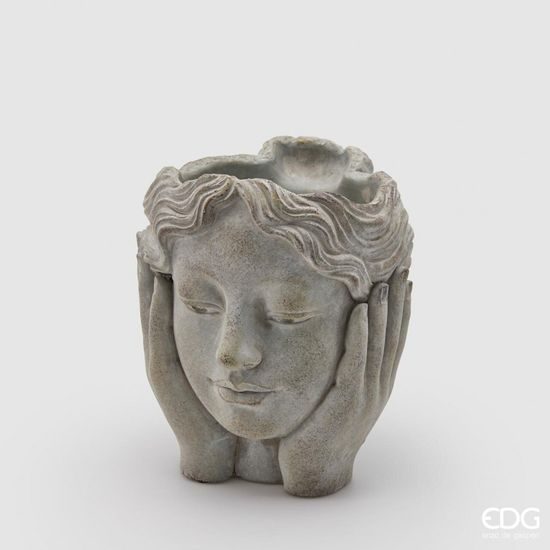 Betonová váza hlava ženy, 21x17 cm