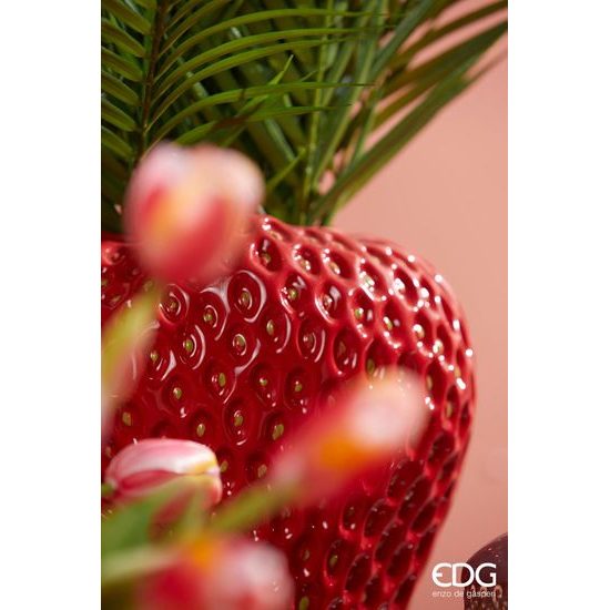 Váza v tvare jahody červená, 37x 25 cm