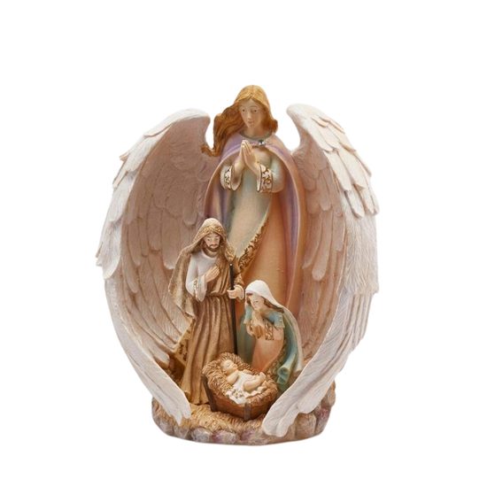 Vianočná dekorácia Svätá rodina s anjelom, 31x27x15 cm