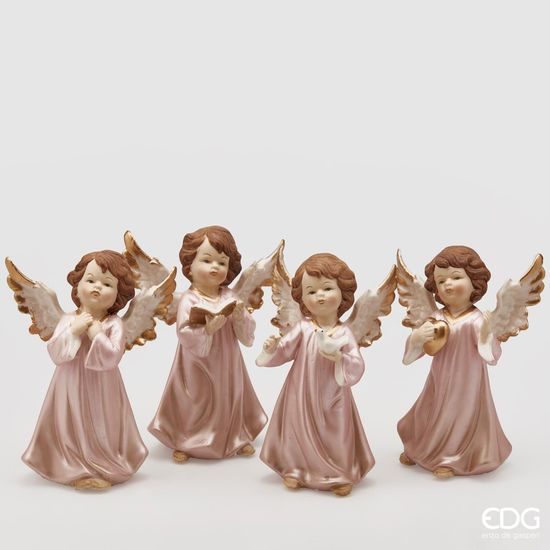 Vánoční figurka anděl v růžových šatech 1ks, 15 cm