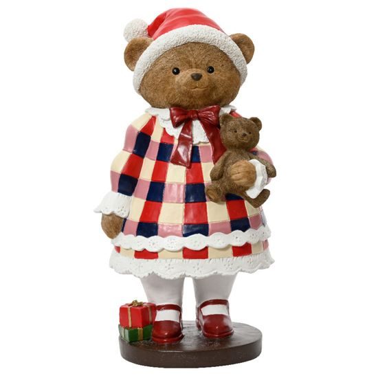 Vianočná dekorácia figúrka medvedíka v šatách, 31x24,5x57,5 cm