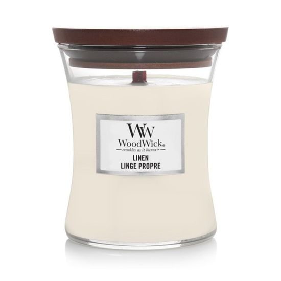WoodWick Linen svíčka, váza střední 275 g